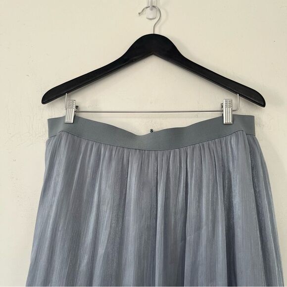 Grey Blue Crinkled Georgette Flowing Maxi Skirt - Picture 5 of 6